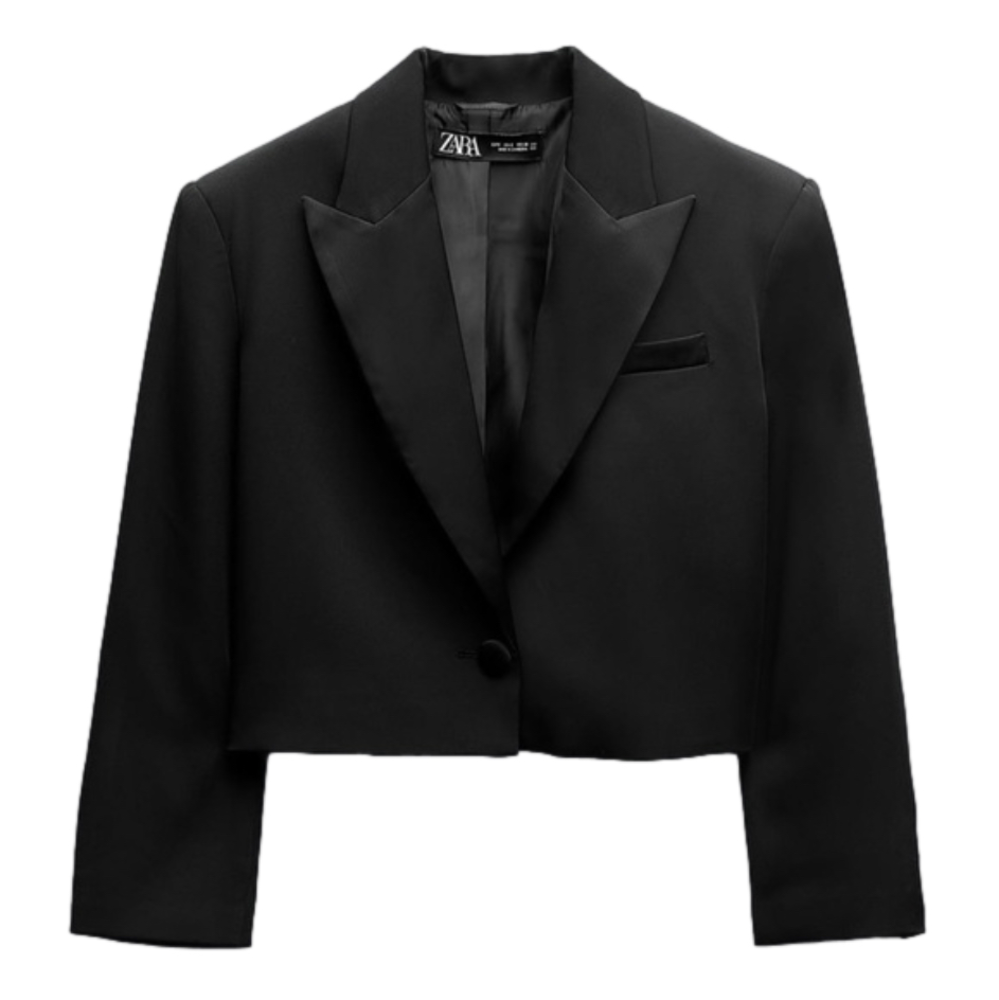 NWT Cropped Satin Effect Blazer - sold out style - Sz XS - staple - 2023 trend